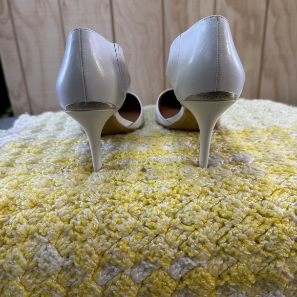 Calvin Klein Women White Leather Pointed Toe Stiletto Heel Pumps Shoes Size 10M - Picture 10 of 16